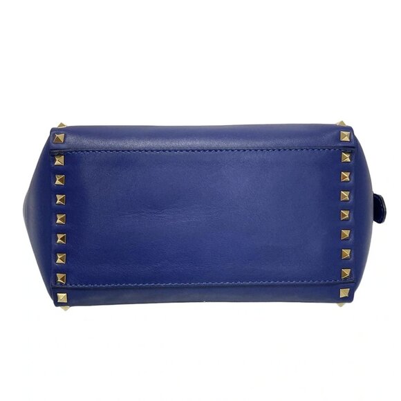 VALENTINOGARAVANI Rockstud Small Bag - Blue Leather Handbag 464-082925 - Picture 4 of 9